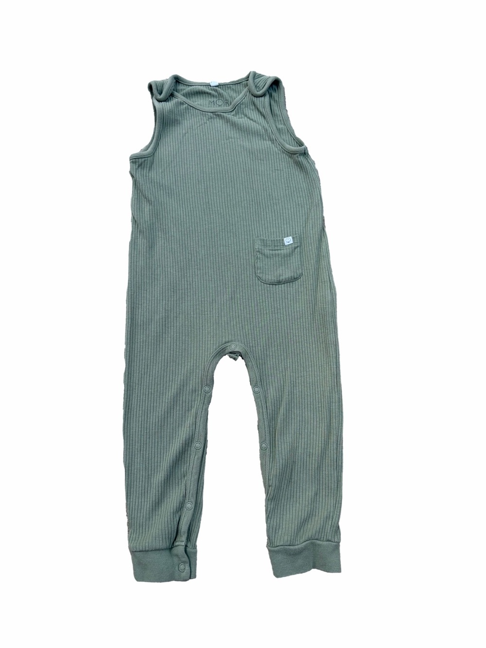 Mori Size 18-24 Months Ribbed Bamboo Blend Overalls One Piece in Sage Green